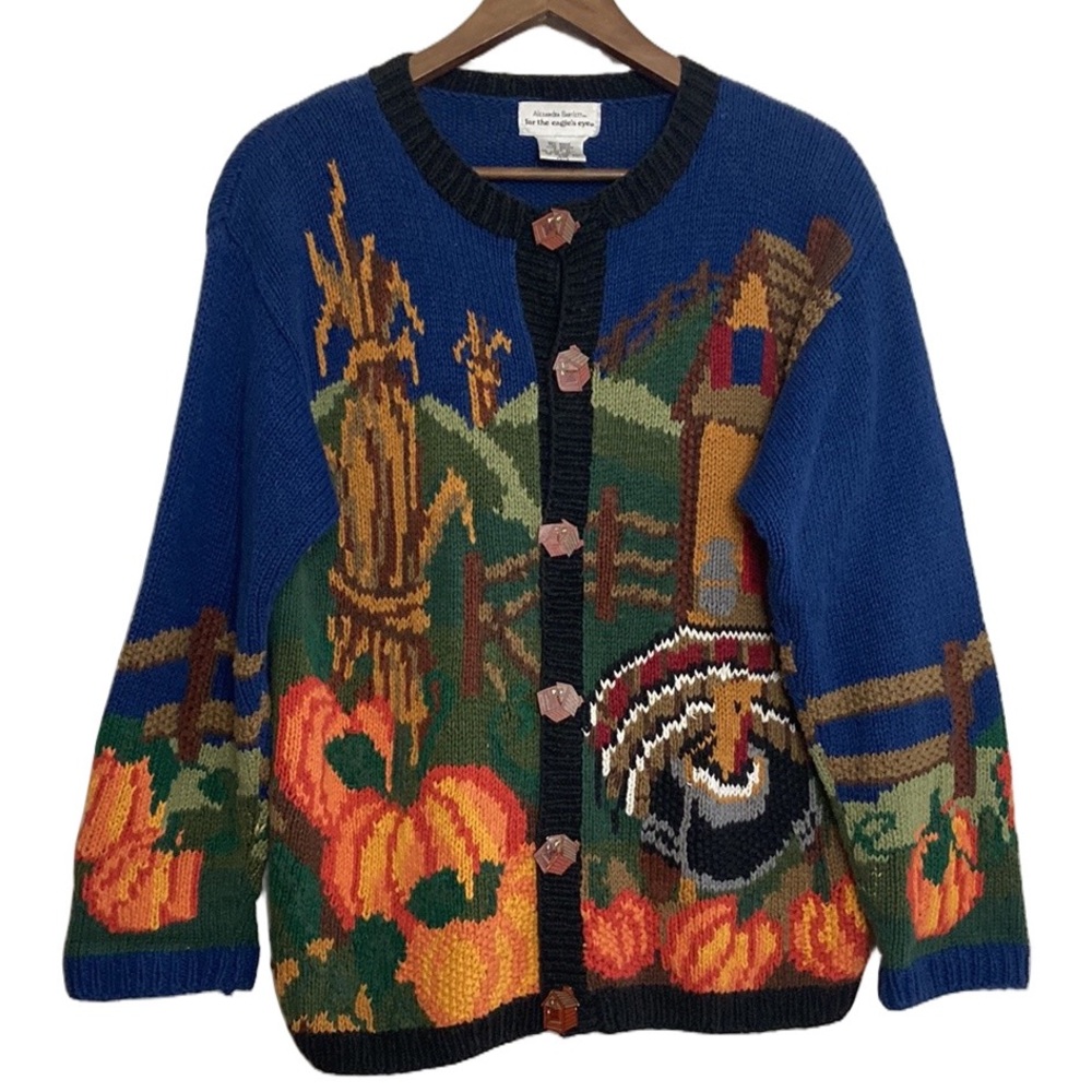 Vintage Blue and Green Cardigan Sweater